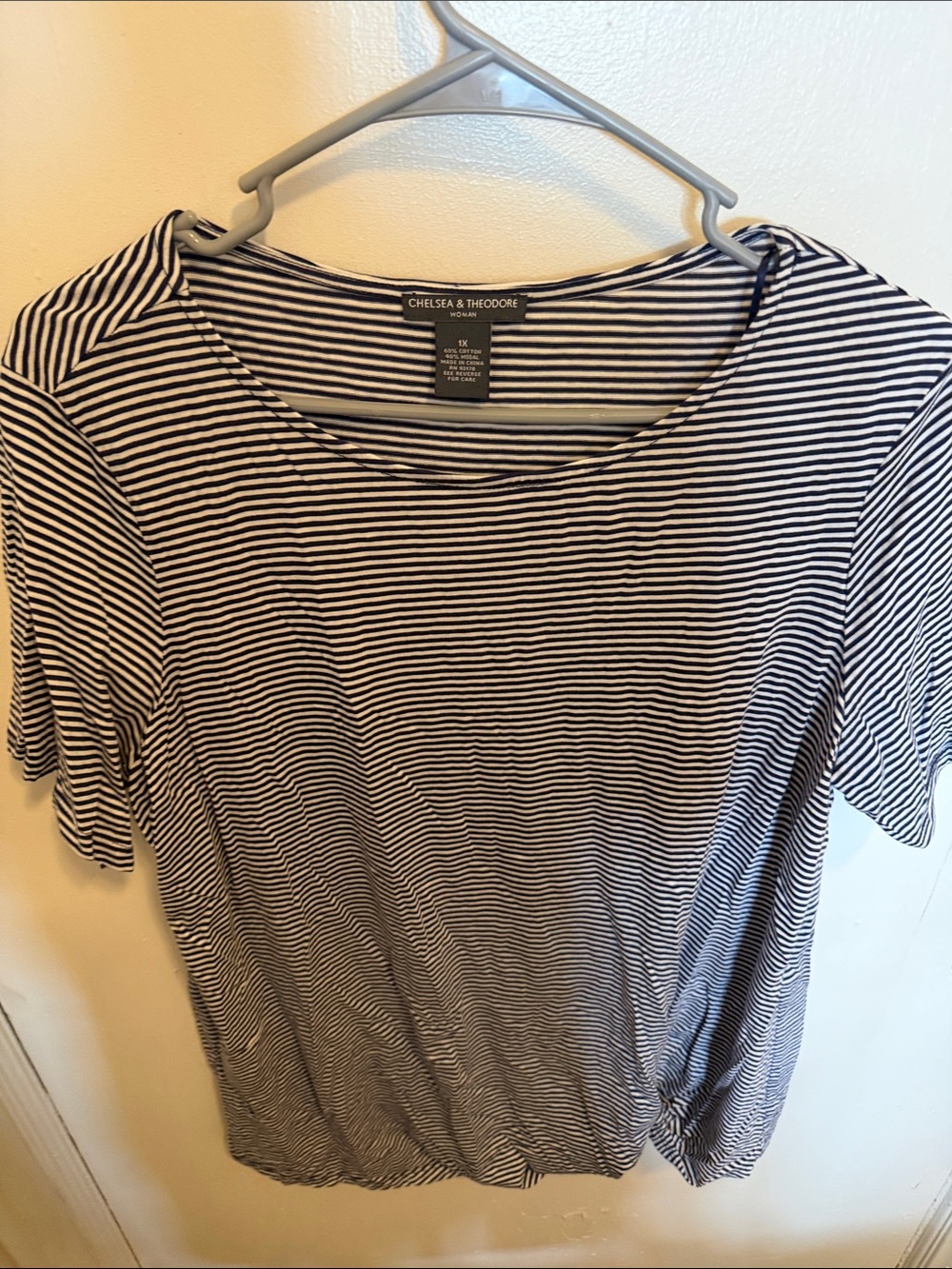 Chelsea & Theodore Black and White Striped Short Sleeve Tee